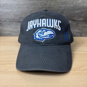 Kansas Jayhawks Hat Cap‎ Strap Back Gray Blue NCAA College Adjustable